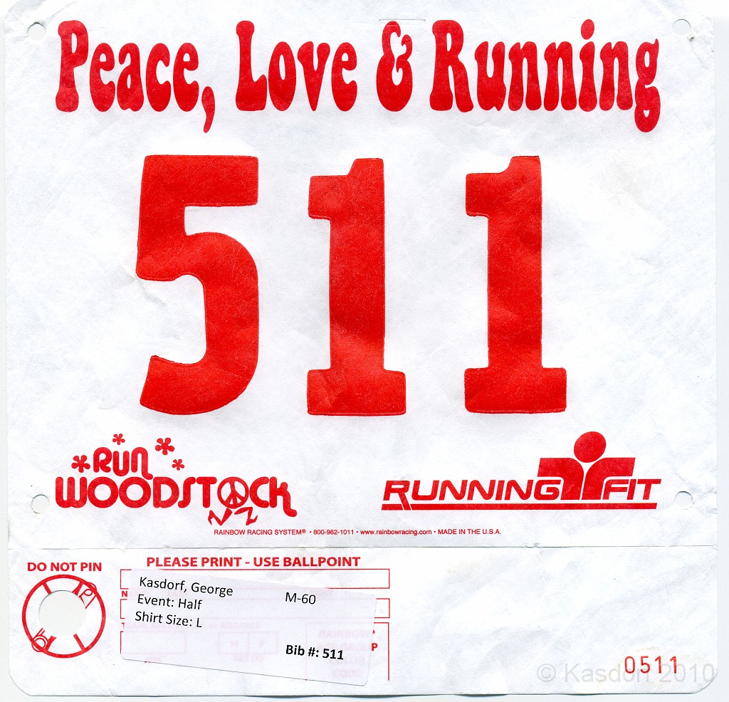 Woodstock 2010 Bib 511.jpg - The 2010 Woodstock 15K was run on September 25, 2010.